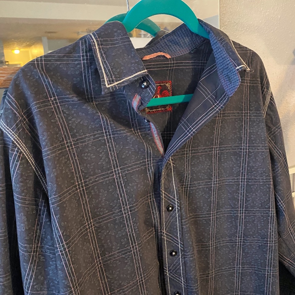 EQ Equilibrio Rooster Buttondown Plaid Leaf Shirt